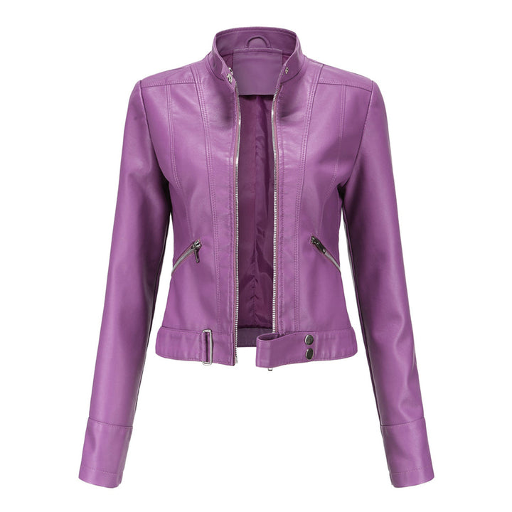 Stylish leather jacket for women with belt