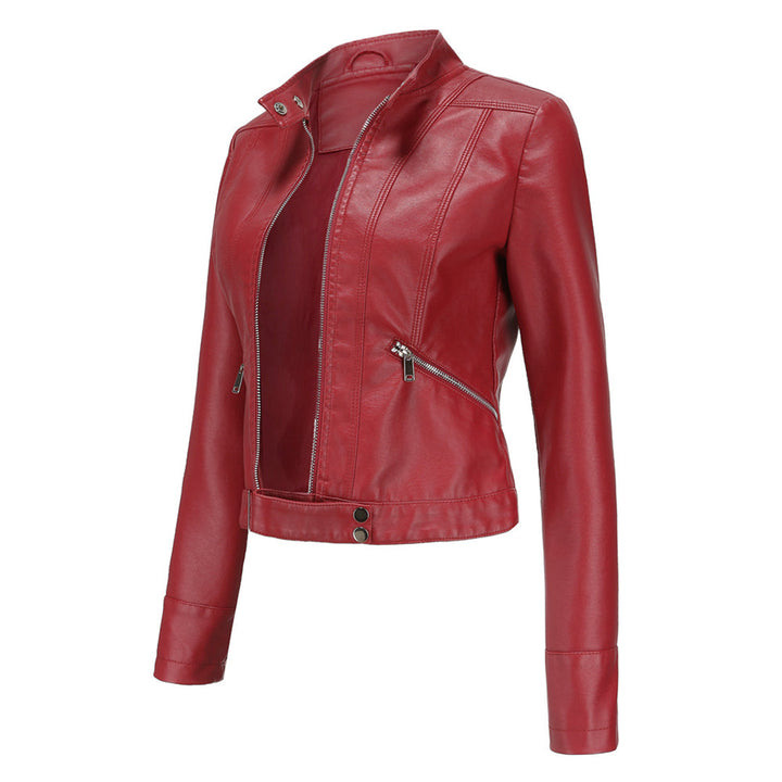 Stylish leather jacket for women with belt