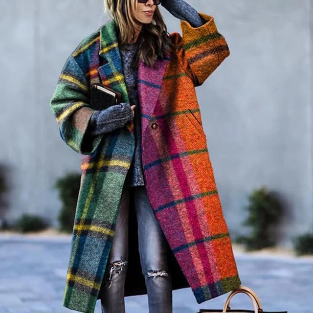 Ladies' checked winter coat