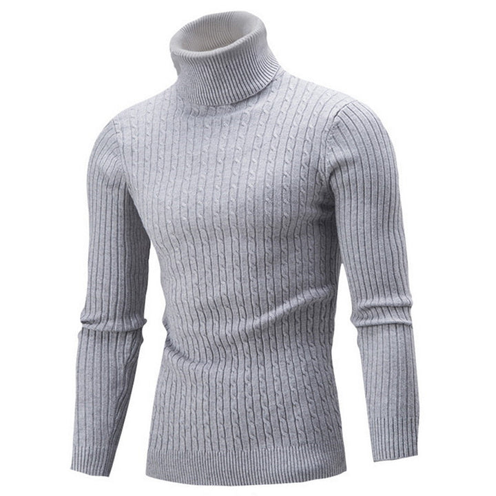 Men's Turtleneck Sweater in Thick Wool with High Collar