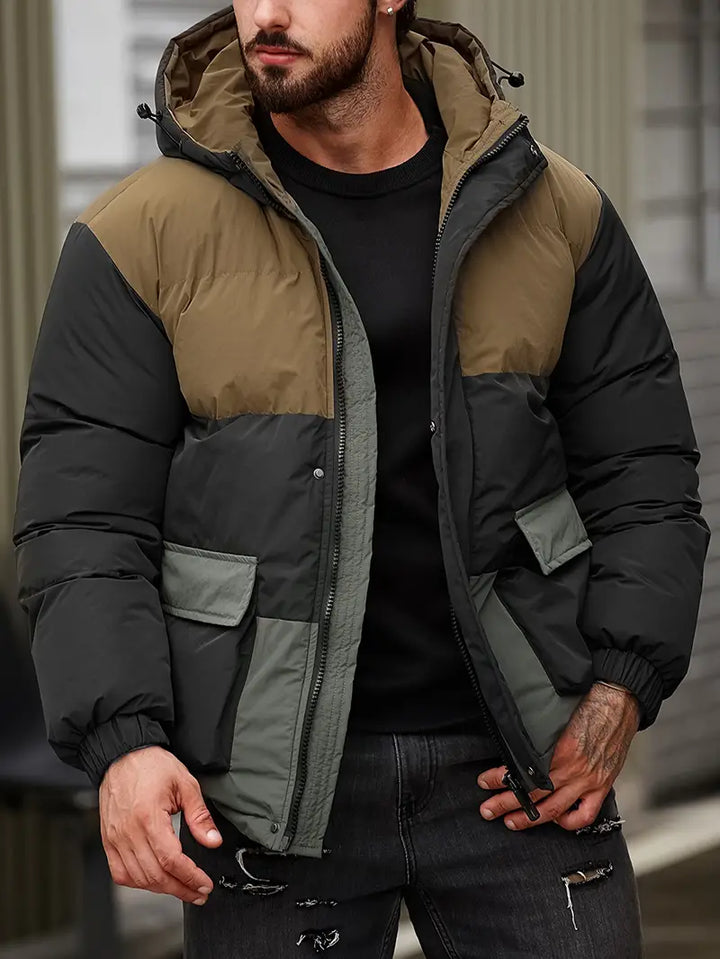 Men's padded jacket with hood