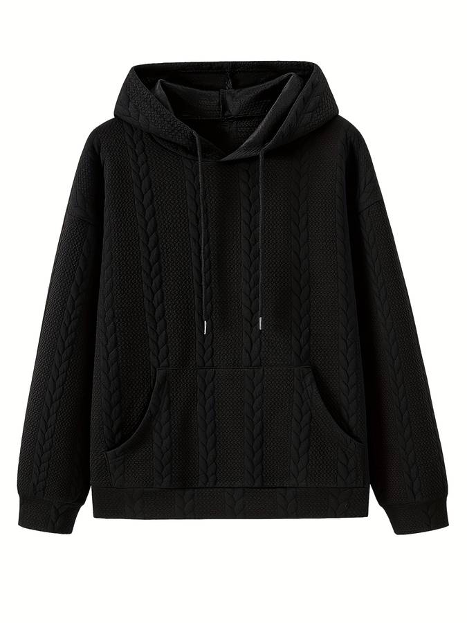 Black textured hoodie for men