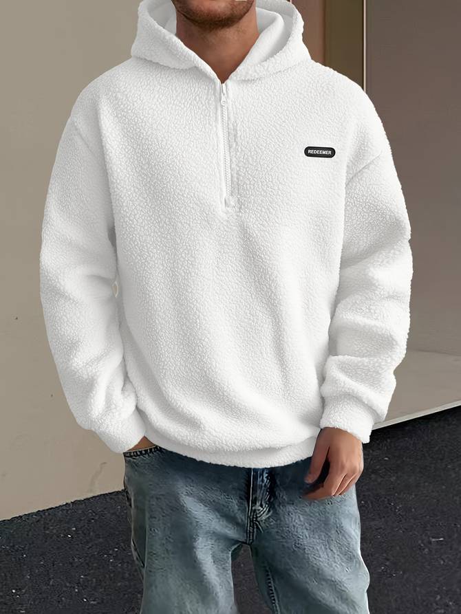 Fleece hooded jumper for men