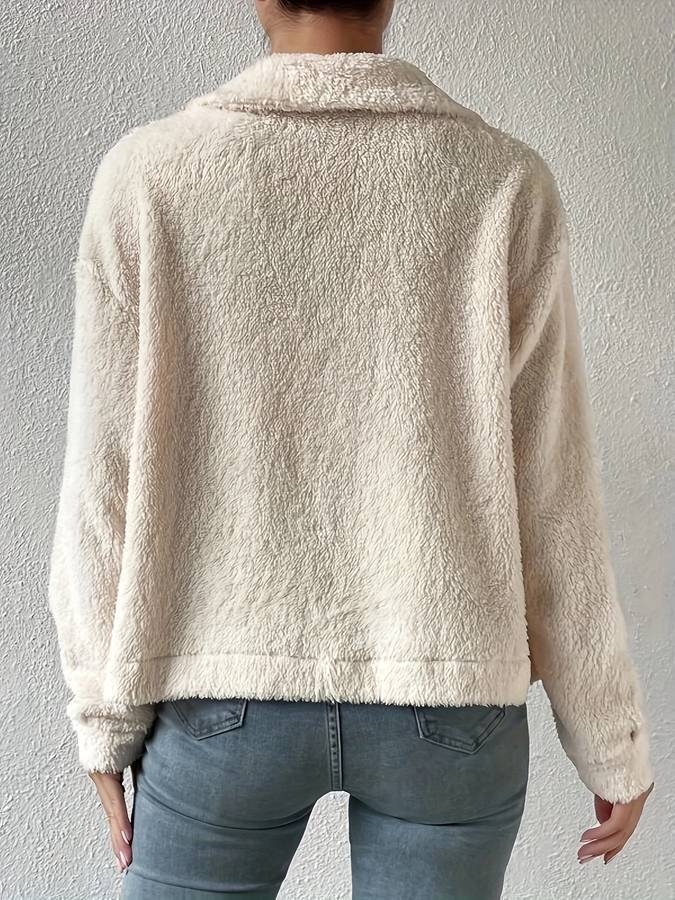 Fluffy Women's Jacket with Button Closure