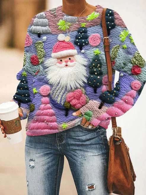 Women's stylish christmas jumper with Father Christmas pattern