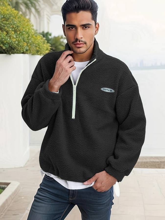 Men's Fleece jumper with V-Neck