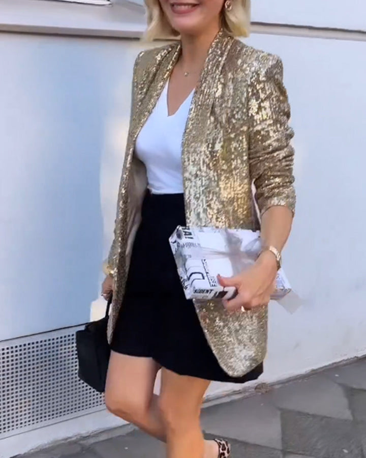 Gold Glitter Sequin Jacket for Women