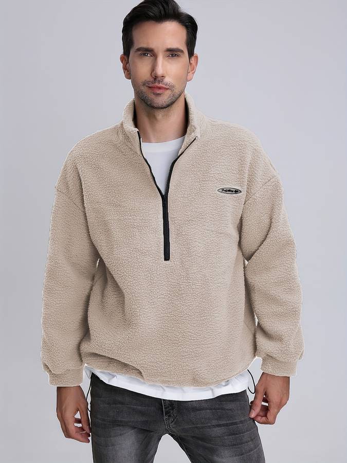 Men's Fleece jumper with V-Neck