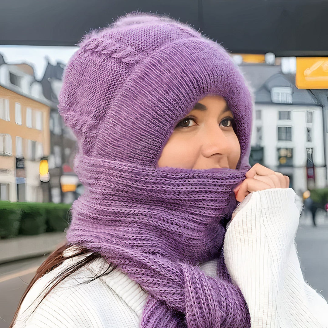 2-in-1 Wool ladies beanie + scarf