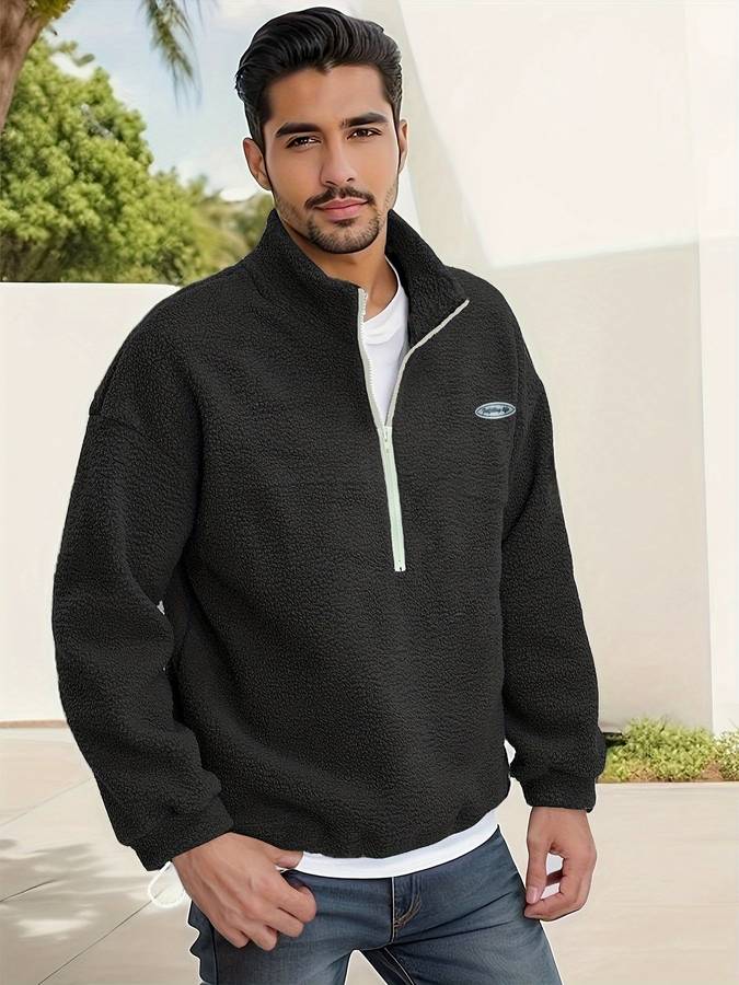 Men's Fleece jumper with V-Neck