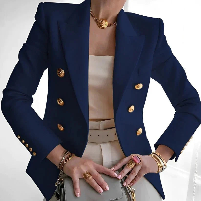 Women's Double-Breasted Blazer with Gold Buttons