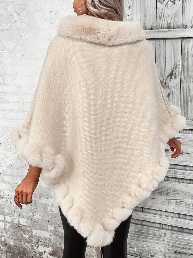 Women's Poncho with Faux Fur