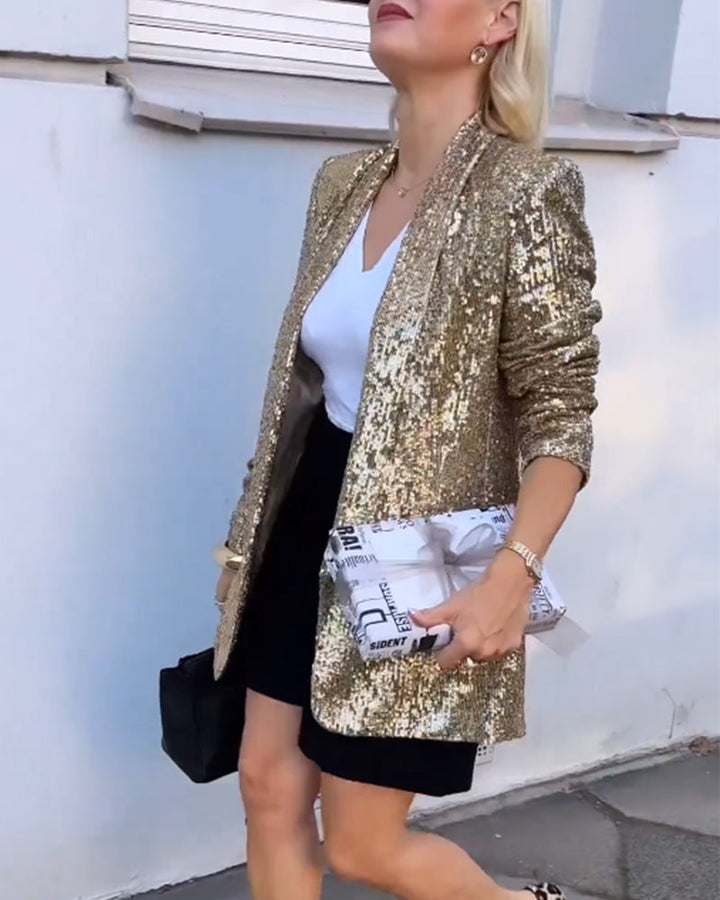 Gold Glitter Sequin Jacket for Women