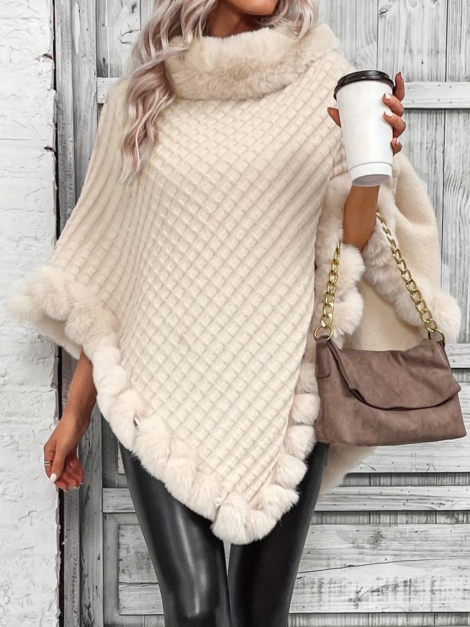 Women's Poncho with Faux Fur