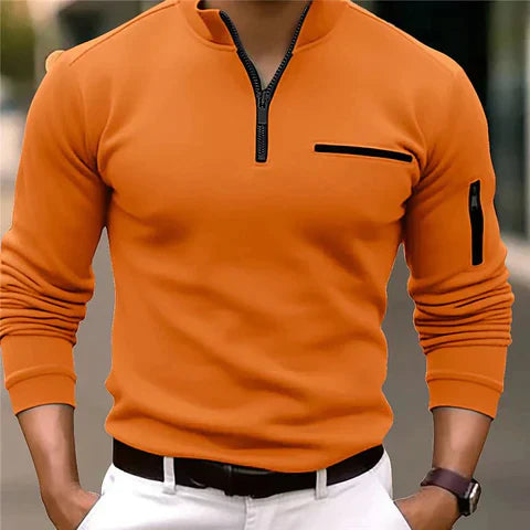 Men's jumper with short zip