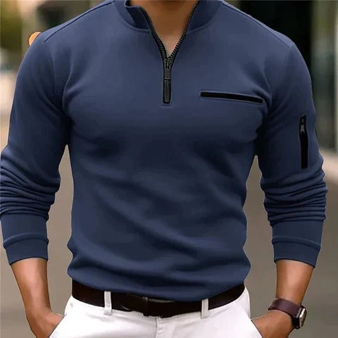 Men's jumper with short zip