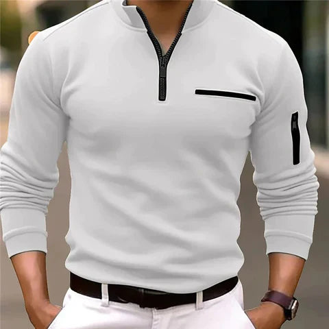 Men's jumper with short zip