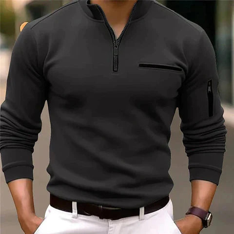 Men's jumper with short zip