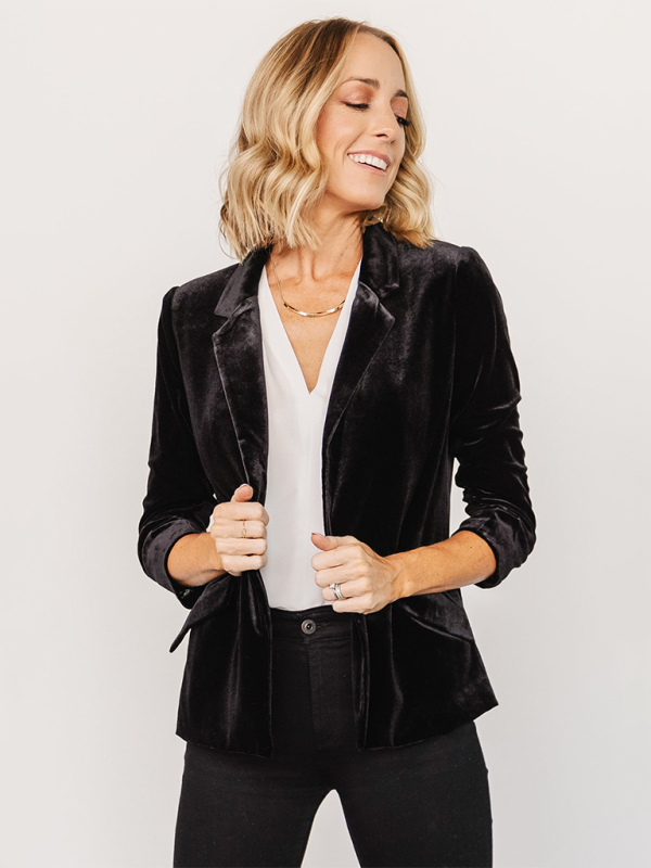 Women's Velvet Blazer with Pockets