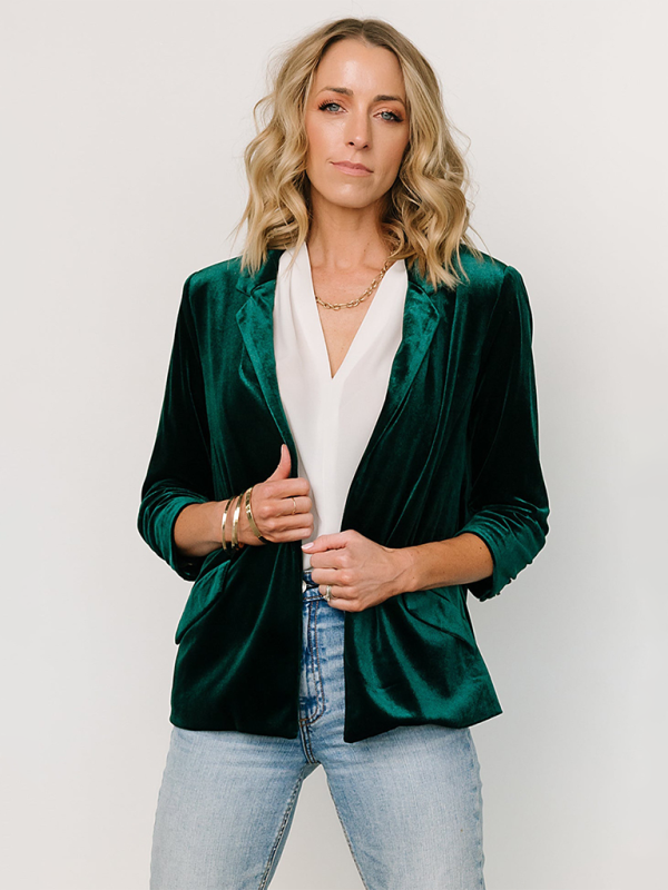 Women's Velvet Blazer with Pockets