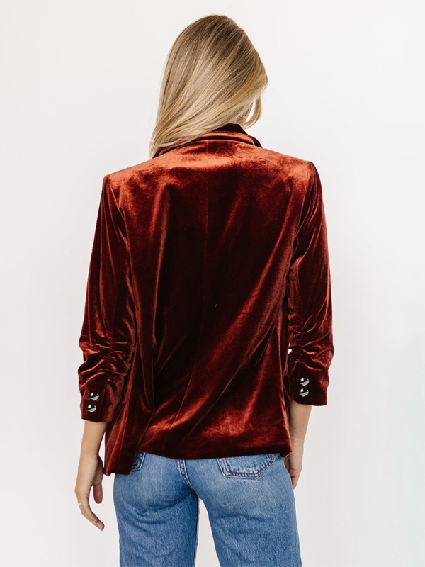 Women's Velvet Blazer with Pockets