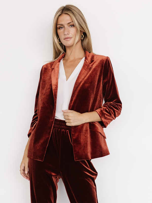 Women's Velvet Blazer with Pockets