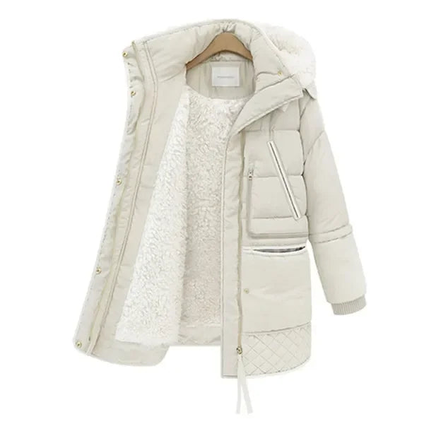 Women's long winter coat with fleece