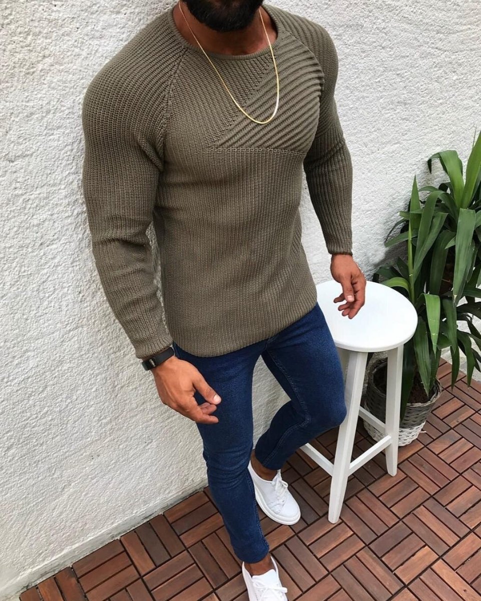 Slim Fit Sweater with Pattern for Men