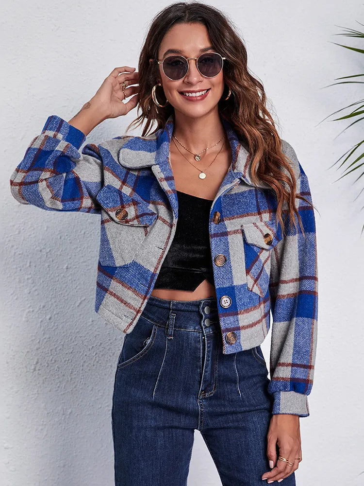 Short Checked Jacket for Women