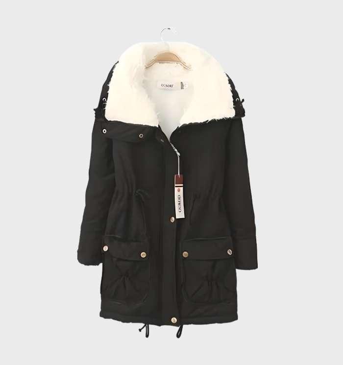 Thick padded jacket with fleece lining and high collar