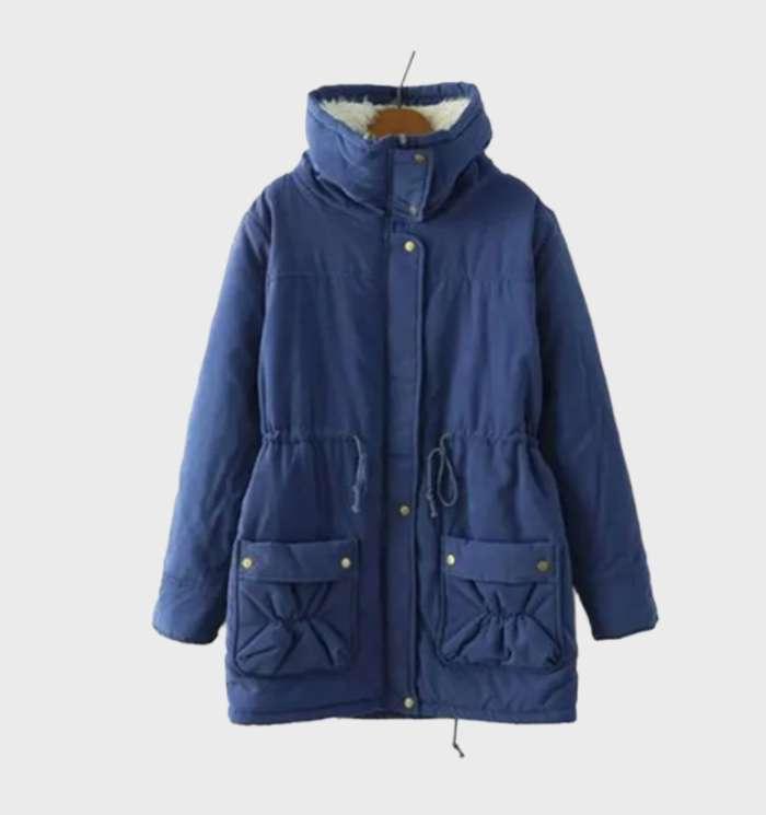 Thick padded jacket with fleece lining and high collar