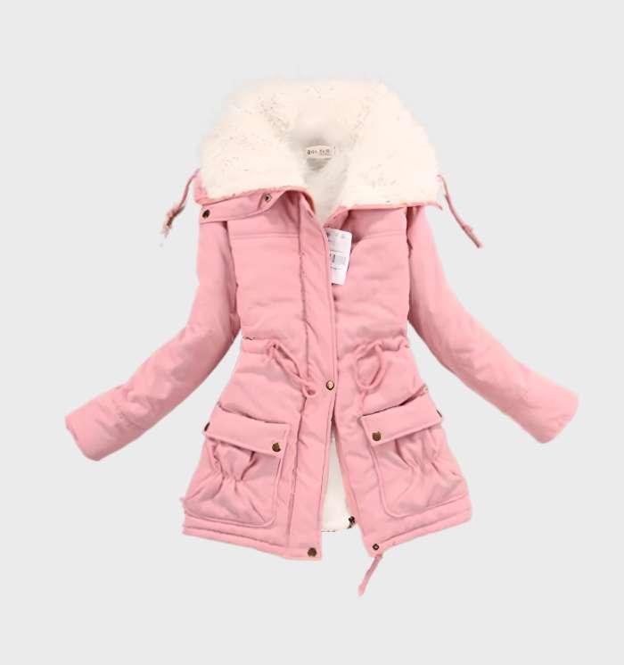 Thick padded jacket with fleece lining and high collar