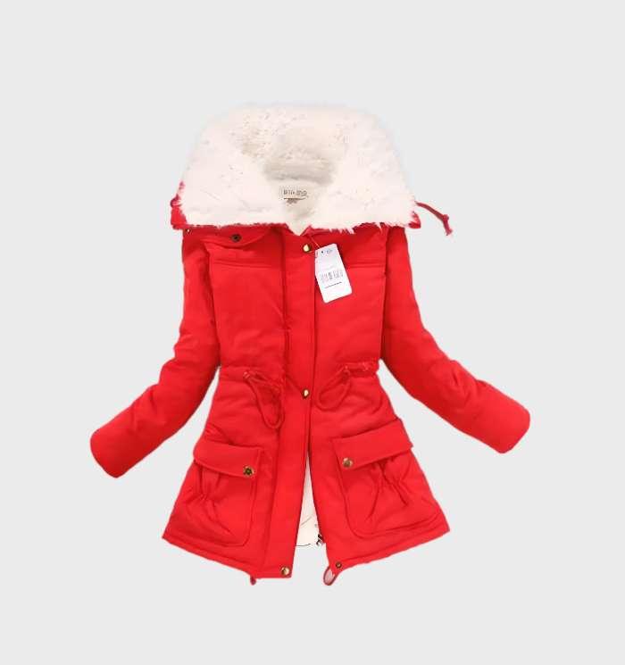 Thick padded jacket with fleece lining and high collar