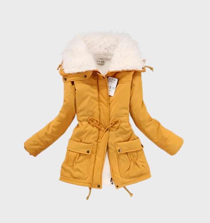 Thick padded jacket with fleece lining and high collar