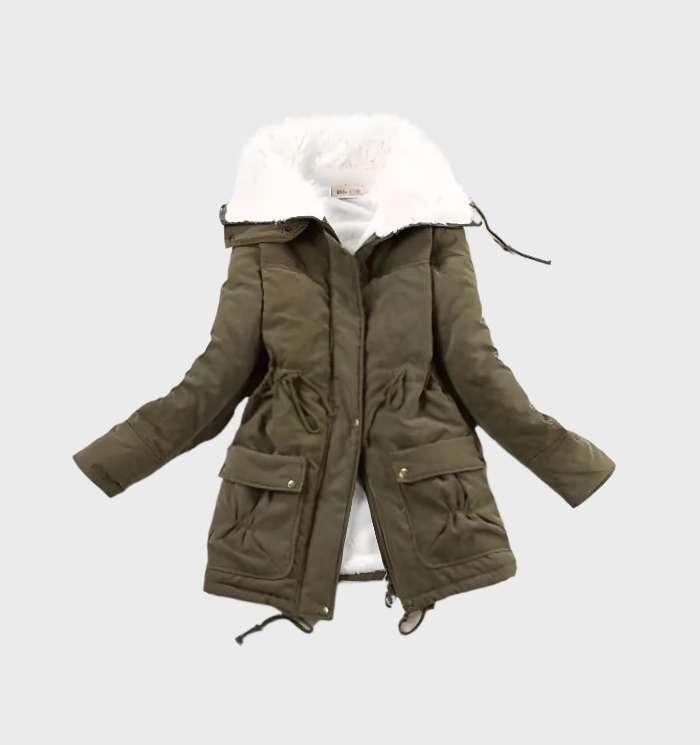 Thick padded jacket with fleece lining and high collar