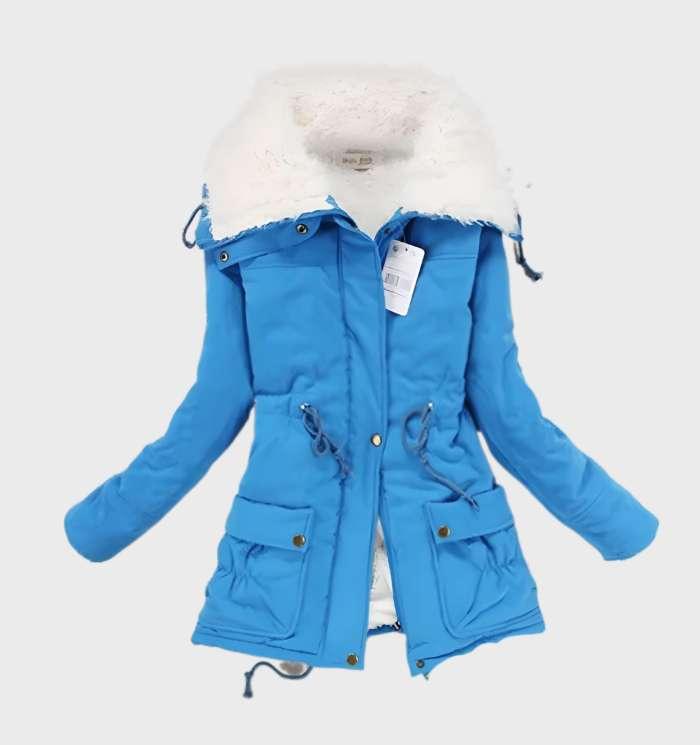 Thick padded jacket with fleece lining and high collar