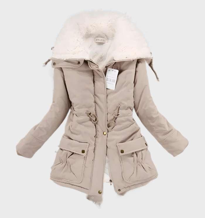 Thick padded jacket with fleece lining and high collar