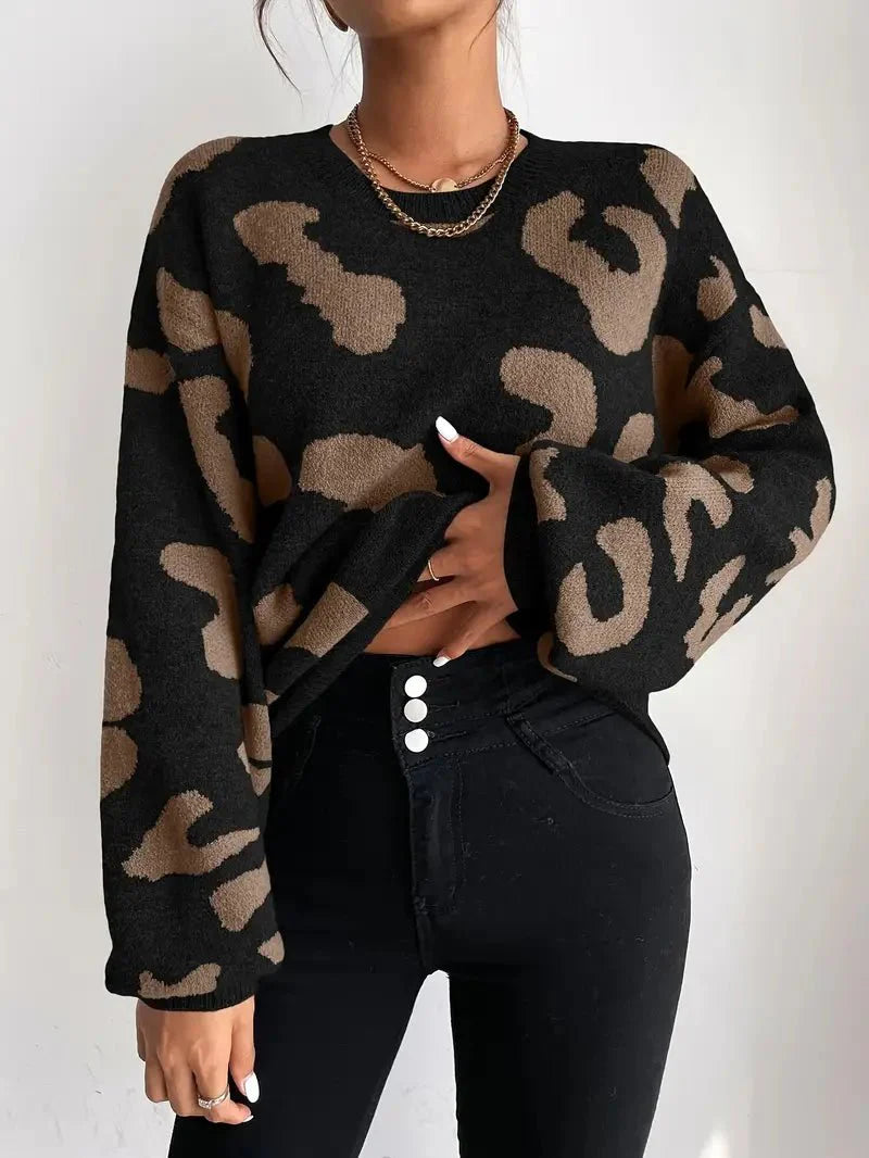 Women's Oversized Animal Print Sweater