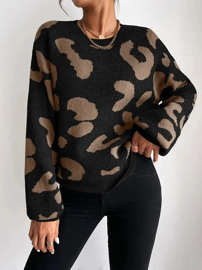 Women's Oversized Animal Print Sweater