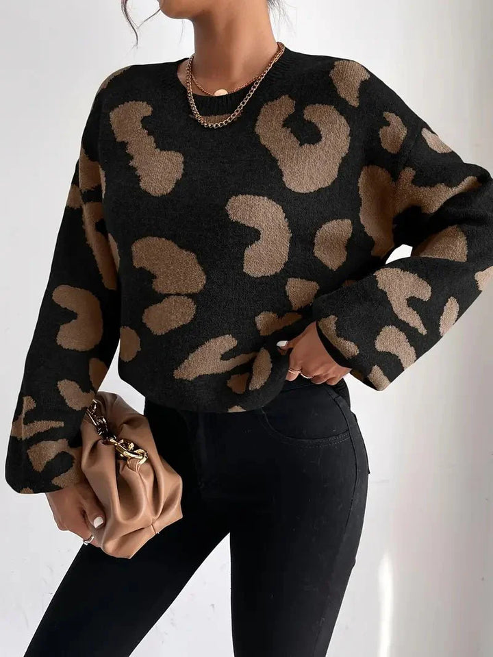 Women's Oversized Animal Print Sweater