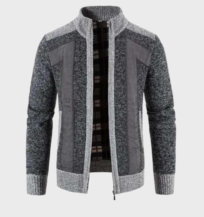 Jacket with thick ribbed sleeves and chequered flannel lining for men