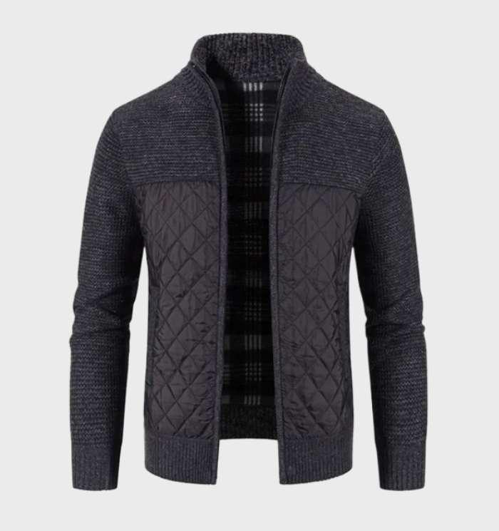 Jacket with thick ribbed sleeves and chequered flannel lining for men