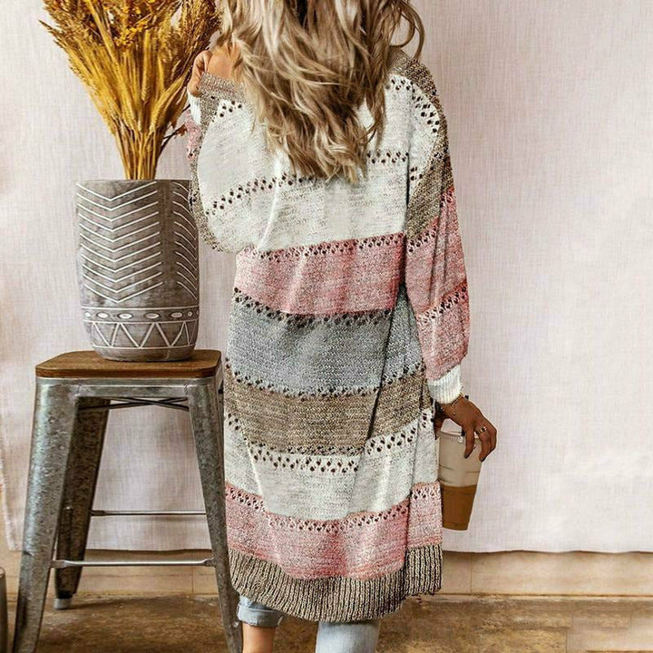 Women's stripped long cardigan