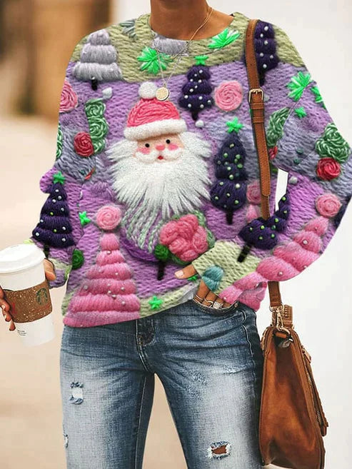 Women's stylish christmas jumper with Father Christmas pattern