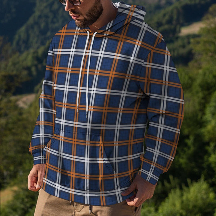 Men's casual hoodie with checked pattern