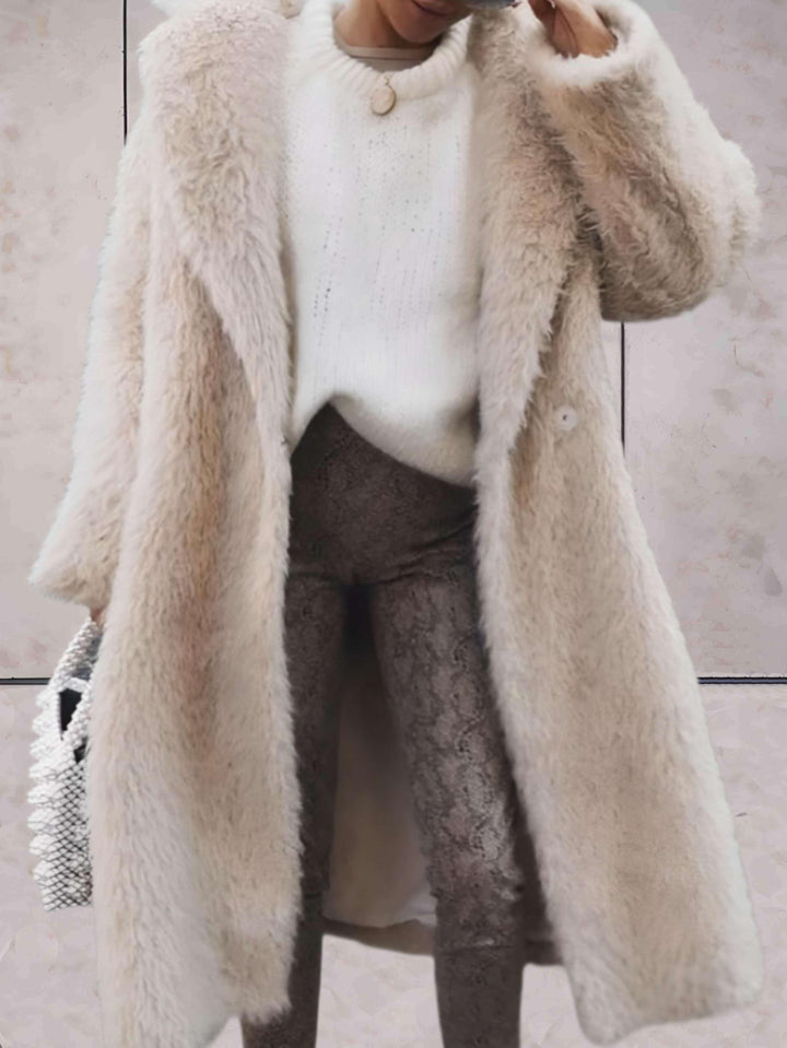 Women's Long Faux fur coat with open front