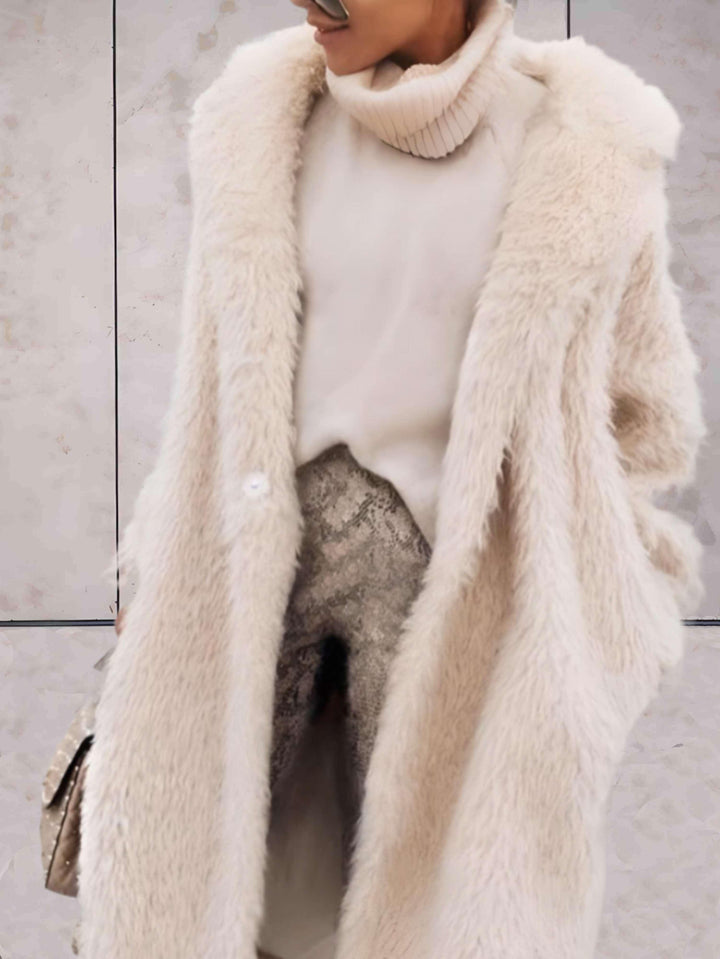 Women's Long Faux fur coat with open front