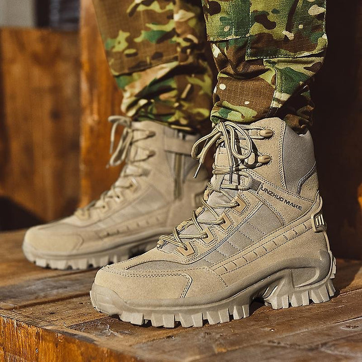 Waterproof puncture-resistant military men boots for outdoor use