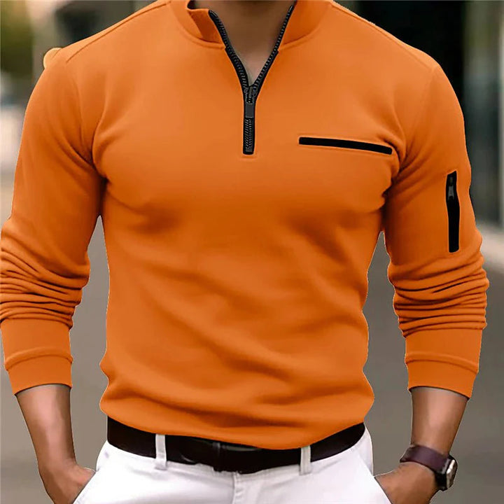 Tailored Men's Polo with Quarter-Zip