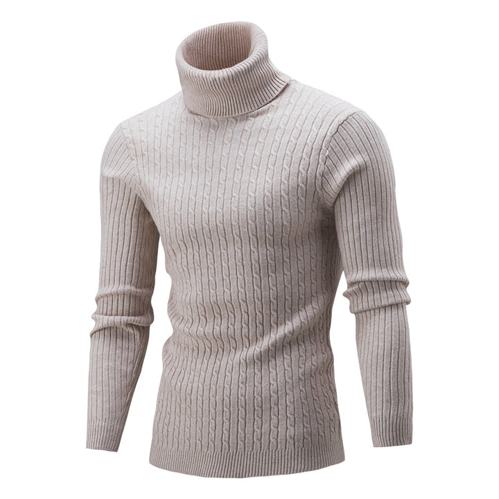 Men's Turtleneck Sweater in Thick Wool with High Collar